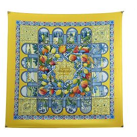 Hermès NUOVA SCIARPA HERMES I GIARDINI DELL'ANDALUSIA HONORE CARRE 90 NUOVA SCIARPA IN SETA Giallo