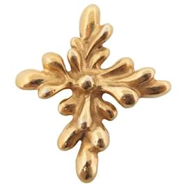 VINTAGE BROSCHE CHRISTIAN LACROIX KREUZBLATT PM AUS GOLDMETALL GOLDENE BROSCHE Golden