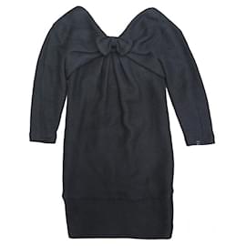 Chanel-NEW CHANEL P DRESS46023V33829 XS 34 BLACK COTTON SILK LINING BLACK DRESS-Black