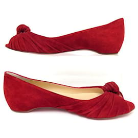Christian Louboutin-NEW CHRISTIAN LOUBOUTIN LADY GRES BALLERINA SHOES 36.5 SUEDE SHOES-Red