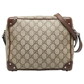 Gucci-GG Supreme Trunk Crossbody Bag 626363-Brown