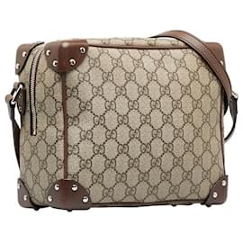 Gucci-Gucci GG Supreme Trunk Crossbody Bag Canvas Crossbody Bag 626363 in Good condition-Brown