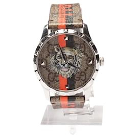 Gucci-Reloj de pulsera superior G-Timeless GG Supreme de cuarzo-Castaño
