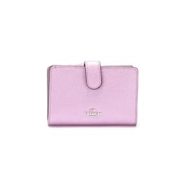 Coach-Coach Leather Medium Corner Zip Wallet Leather Short Wallet in Good condition-Pink