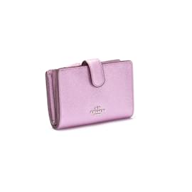 Coach-Coach Leather Medium Corner Zip Wallet Leather Short Wallet in Good condition-Pink