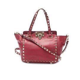 Valentino Rockstud Tragetasche aus Leder Rot