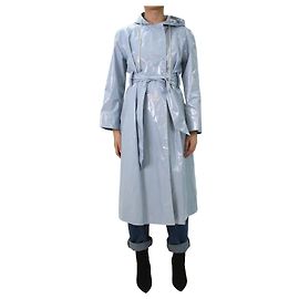 Alexa Chung Chubasquero de vinilo azul con cinturón - talla UK 10 Azul