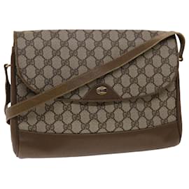 Gucci-GUCCI GG Canvas Shoulder Bag PVC Leather Beige Auth 48599-Beige