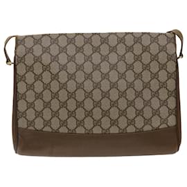 Gucci-GUCCI GG Canvas Shoulder Bag PVC Leather Beige Auth 48599-Beige