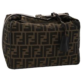 Fendi-FENDI Pochette en toile Zucca Cuir Noir Marron 2111 26348.098 auth 48685-Marron,Noir