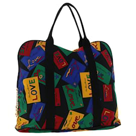 Saint Laurent-SAINT LAURENT LOVE Hand Bag Nylon Black Multicolor Auth yk7924-Black,Multiple colors