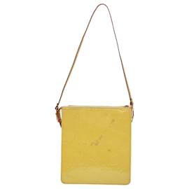 Louis Vuitton-LOUIS VUITTON Monogram Vernis Motto Accessory Pouch Yellow M91159 LV Auth 48591-Yellow