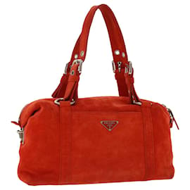 Prada-PRADA Hand Bag Suede Orange Auth 48617-Orange