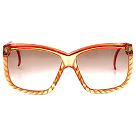 Dior-Lunettes de soleil carrées vintage Christian Dior-Orange