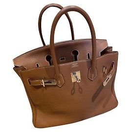 Hermès Birkin 35 Cognac Leather Handbag Cognac