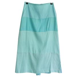 Autre Marque-Dosa 2000s Vintage Crystal Trim Silk Skirt-Turquoise