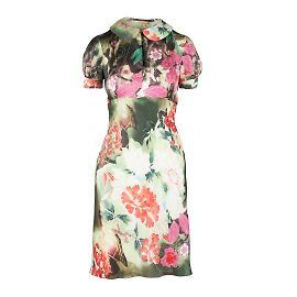 Vestido de seda con estampado floral de John Galliano Multicolor