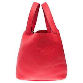 Hermès-Sac HERMES Picotin en Cuir Rose - 101350-Rose