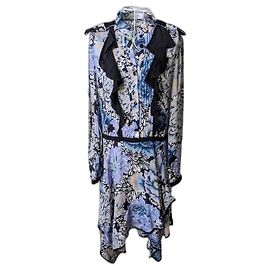 Coach-Blumenkleid Schwarz Weiß Blau Mehrfarben