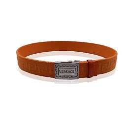Versace Orange Greek Pattern Unisex Adjustable Belt Size 90/36 Orange