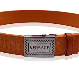 VERSACE BELT WITH T LOGO BUCKLE75 IN BLACK PATENT LEATHER BLACK
