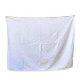Gucci-Vintage White Cotton Monogram Pool Beach Towel-White
