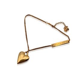 Versace Gold Metal Dangle Heart Chain Anklet Bracelet Golden