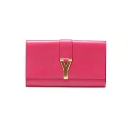 Yves Saint Laurent-Ligne Y Leather Clutch Bag 311213-Pink