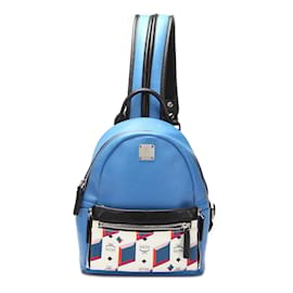 MCM-MCM Embossed Visetos Canvas Backpack Canvas Backpack in Good condition-Blue