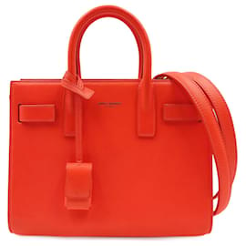 Saint Laurent-Saint Laurent Sac de Jour Nano-Tasche aus fluoreszierendem orangefarbenem Leder-Orange