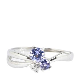 & Other Stories 10k Gold Diamond & Tanzanite Ring Silvery