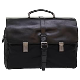 Prada-PRADA Hand Bag Nylon Leather Black Auth ar9983-Black