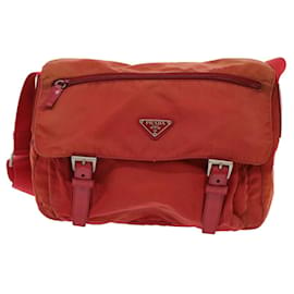 Prada Tessuto Bandoliera Double Zip Nylon Crossbody Bag Red