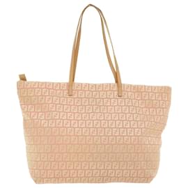 Fendi-FENDI Zucchino Canvas Tote Bag Pink Auth th3827-Pink