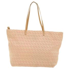 Fendi-FENDI Zucchino Canvas Tote Bag Pink Auth th3827-Pink