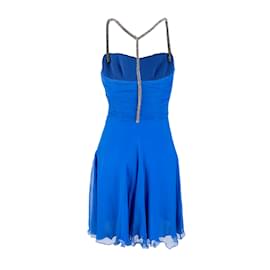 Versace-Kurzes Kleid aus Versace-Seide-Blau