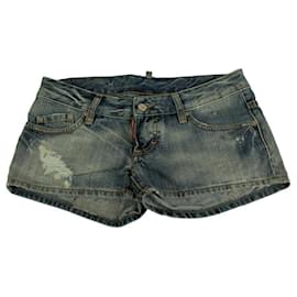 Dsquared2-Dsquared 2 D2 Blaue Distressed-Denim-Jeans-Shorts, Hosen, Hosengröße 42-Blau