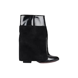 Givenchy-Givenchy Suede and Patent Leather Ankle Boots-Black