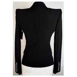 Balmain-BALMAIN  FITTED lined-BREASTED BLAZER IN BLACK-Black