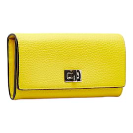 Fendi-Leather Peekaboo Continental Wallet 8M0427-Yellow