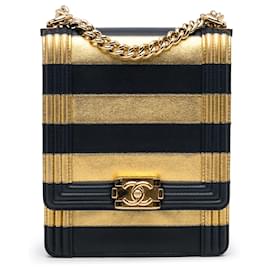 Chanel-Chanel Gold Paris-New York North South Boy Flap-Golden