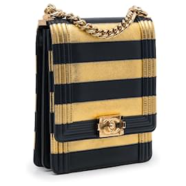 Chanel-Chanel Gold Paris-New York North South Boy Flap-Golden