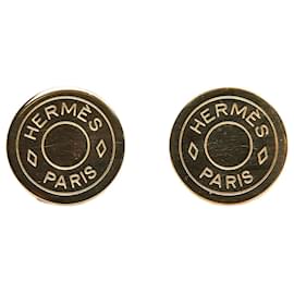 Hermès-Hermes Gold Clou De Selle Clip On Earrings-Golden