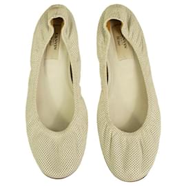 Lanvin-LANVIN Classic white perforated calf leather leather ballet shoes flats ballerina 40-White