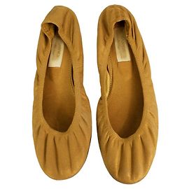 LANVIN Clássico marrom claro couro de bezerro sapatilhas de couro sapatilhas tamanho bailarina 40 Marrom