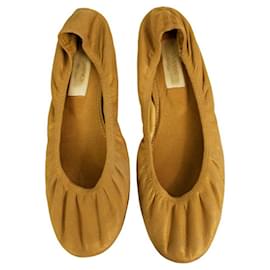 Lanvin-LANVIN Clássico marrom claro couro de bezerro sapatilhas de couro sapatilhas tamanho bailarina 40-Marrom