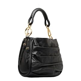 Dior-Pleated Leather Libertine Hobo Bag-Black