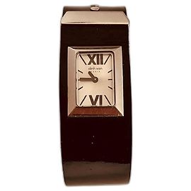 Reloj Dinh Van 765 de Acero con Correa de Charol Negro Plata