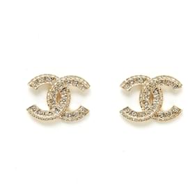 Chanel-CC M hilera forrada de diamantes elegantes-Dorado