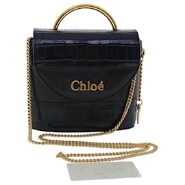 Chloé-Chloe Abbey Rock Bolsa de mão com corrente de couro de bezerro Marinha Auth 49116NO-Azul marinho